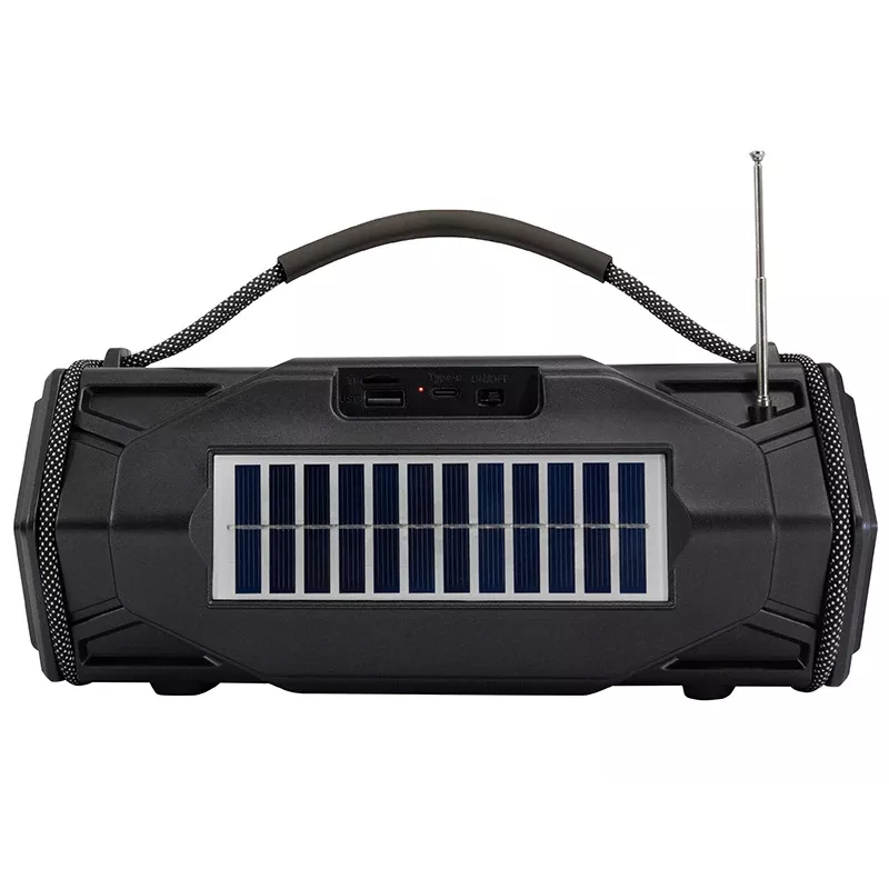 Tracer Explorer TRAGLO47616 draagbare Bluetooth-speaker, TWS, Bluetooth 5.3, 15 W RMS, FM-radio, zaklamp, zonnepaneel, 1800 mAh powerbank, microSD, zwart