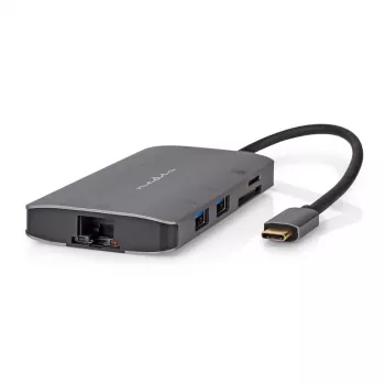 Nedis USB multi-poort-adapter USB 3.2 Gen1 7-in-1 - USB-C™ stekker, HDMI™ uitgang, Micro SD, RJ45 bus, SD, USB-C™ bus, 3x USB-A bus, 5 Gbps (CCBW64240AT02)