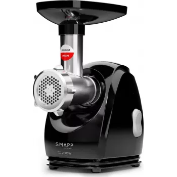 Vleesmolen SMAPP 489.8 – 2000 W, 2,5 kg/min doorvoer, RVS, 3 gatenplaten, compact zwart