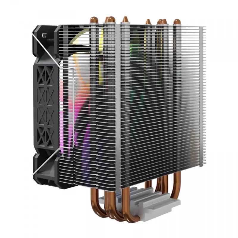 CPU-luchtkoeler SAVIO SAVGCOVORTEXX2ARGB met 4 heatpipes, 120-mm-ARGB-ventilator, zwart