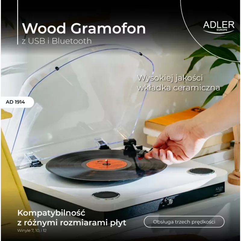 Platenspeler AD1914 Wit