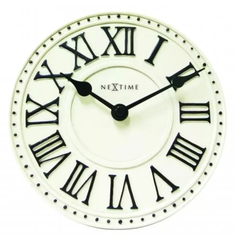 NeXtime klok 5187wi London Table, Ø16 cm, wand, wit/zwart+B32