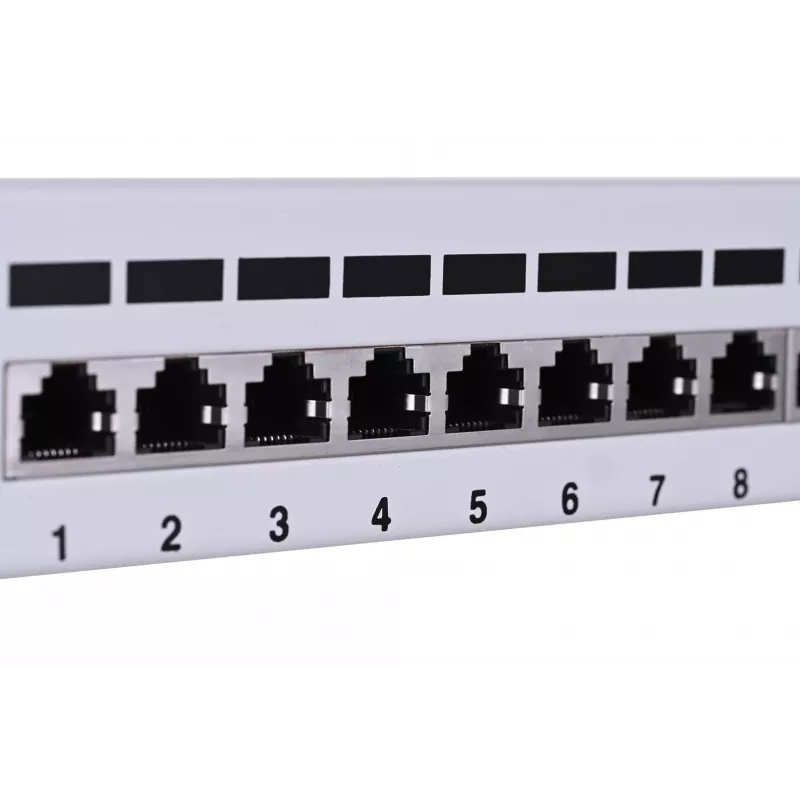 Patchpanel LANBERG PPF6-9012-S, 12-poorts, metaal, grijs, 1HE, 215×130×44.5 mm