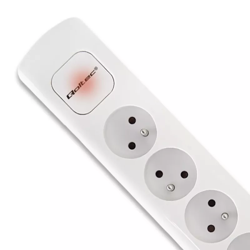 Verlengsnoer Qoltec 50276 1,8 m 5 stopcontacten binnen wit