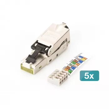 Digitus CAT 6A veldconfectoneerbare stekker STP 5 stuks RJ-45 stekker zilver