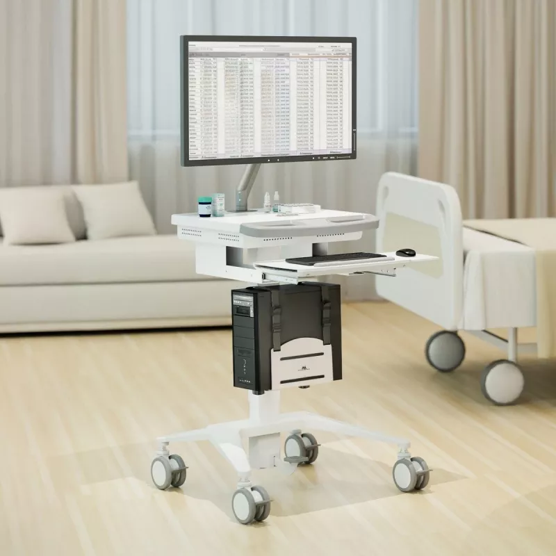 CPU-houder MACLEAN MC-116W, in hoogte verstelbaar en draaibaar ontwerp voor montage onder het bureau
