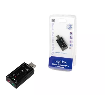 Externe USB-soundkaart LOGILINK UA0078, 7.1-kanaals, USB-interface, compact 124×194×34 mm, 80 g