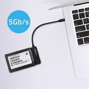 QOLTEC SATA-adapter 52269 voor 2,5-inch drive naar USB-C, ondersteunt tot 2 TB