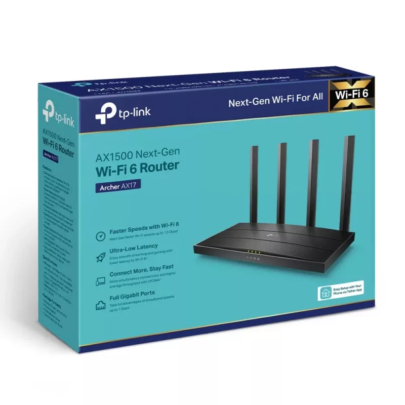 TP-Link Archer AX17 WLAN-router Gigabit Ethernet dual-band (2,4 GHz / 5 GHz) zwart