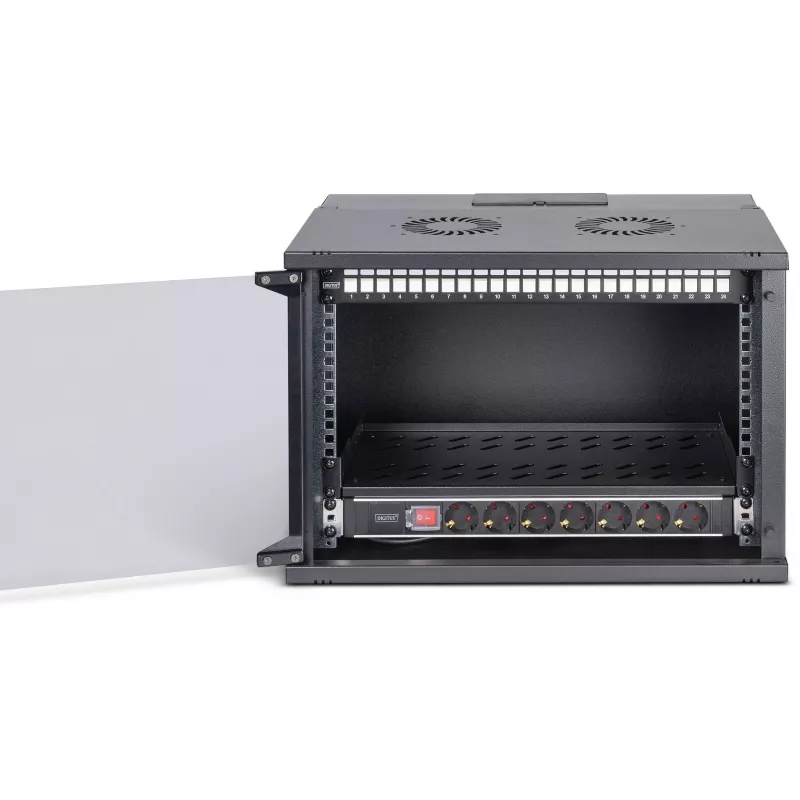 DIGITUS SOHO Pro DN-49203-SET 19" 7U netwerkset voor wandmontage met accessoires, 540 x 400 mm, zwart