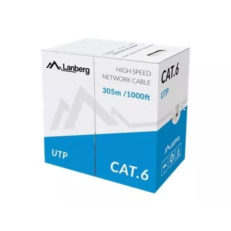 Lanberg LCU6-10CC-0305-S netwerkkabel Cat6 U/UTP, 305 m, massief, CCA, 1 Gb/s, grijs