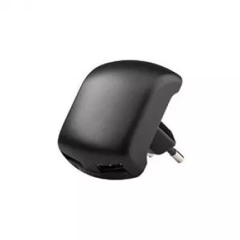 USB-oplaadadapter 230V naar 2x USB (2A) – reisoplader (zwart gerubberd)