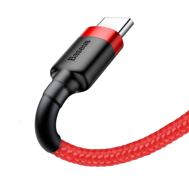 USB-2.0-A-naar-USB-C-kabel Baseus CATKLF-B09 1m QC3.0 nylon gevlochten rood, snel opladen en datasync