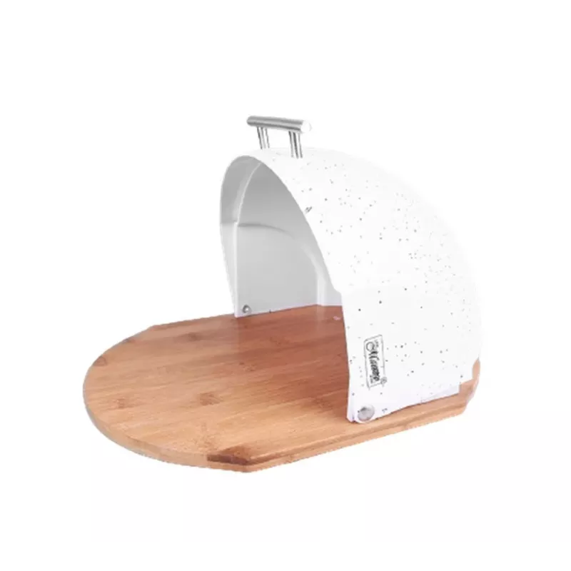 Broodtrommel Maestro MR-1678G ovaal, kunststof en bamboe, 350×200×250 mm, verschuifbaar wit deksel