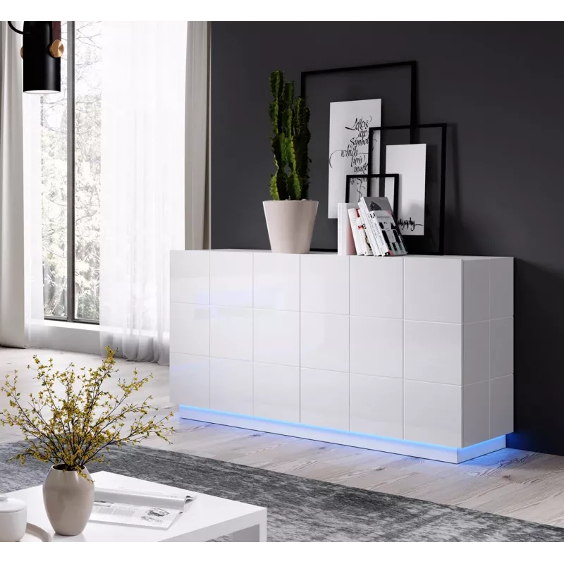 Cama sideboard 2D REJA wit glanzend/wit glanzend