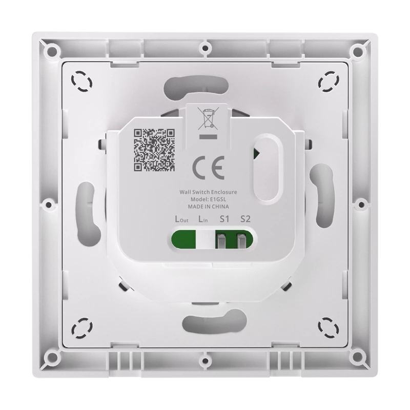 Wandschakelaarbehuizing Sonoff E1GSL zonder N – montageframe voor enkelvoudige wandschakelaar