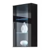 Vitrinekast Cama Meble SOHO wandmontage 1-deurs zwart frame mat / zwart glanzende deur met 2 glasplanken van gehard glas