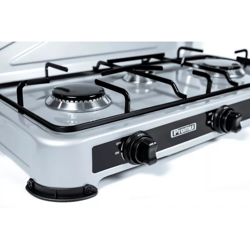 PROMIS KG400 vierpits gasfornuis, zilverafwerking