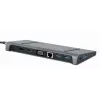 Laptop-dock Gembird A-CM-COMBO9-02 USB 3.2 Gen 1 Type-C, HDMI, VGA, 3×USB-A, Gigabit Ethernet, 87W PD, grijs