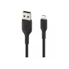 Kabel gevlochten USB-Lightning 15 cm zwart