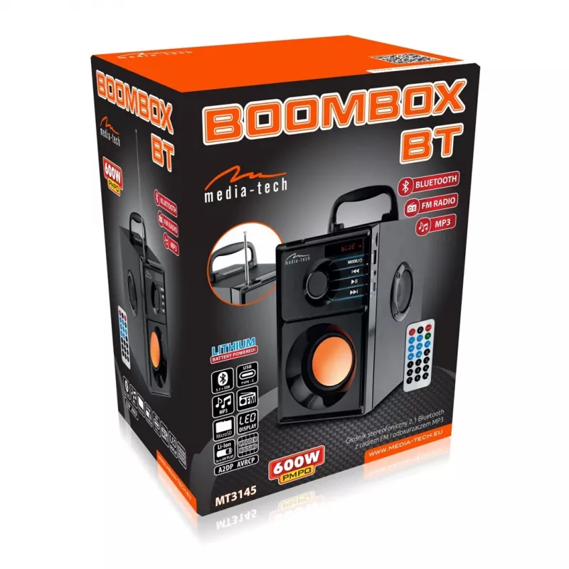 Media-Tech BOOMBOX BT 15 W stereo draagbare luidspreker Zwart
