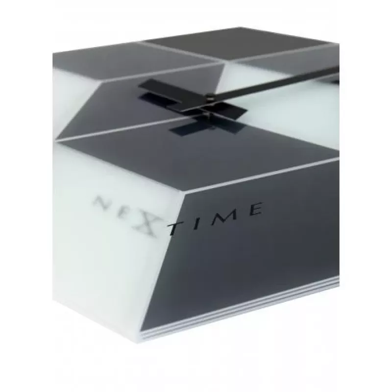NeXtime klok 8171 Cubic, 43,5x37 cm, wand, zwart/wit/grijs