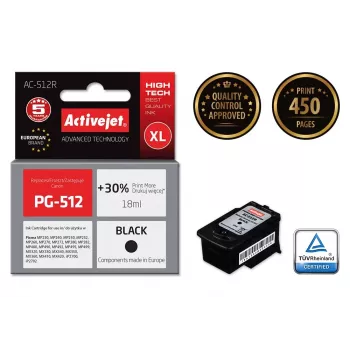 Activejet AC-512R inkt (vervanger voor Canon PG-512; Premium; 18 ml; zwart)