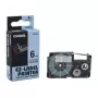 Casio XR-6X1 Labeltape, 6 mm, zwart op transparant