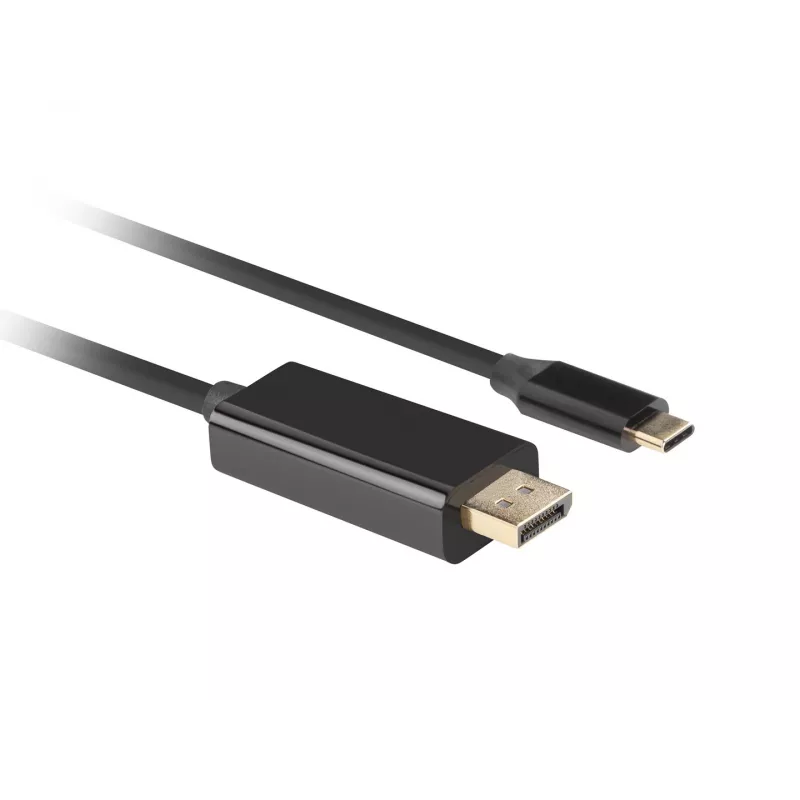 Lanberg CA-CMDP-10CU-0010-BK USB-C naar DisplayPort kabel 1 m, 4K/60Hz, HDR, 21,6 Gb/s, vergulde connectors, zwart