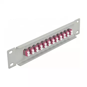 Glasvezel-patchpaneel DeLOCK 10 inch 12 poorten LC Duplex paars 1U grijs
