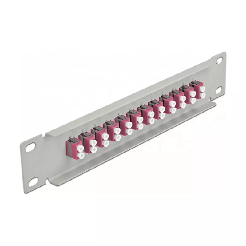 Glasvezel-patchpaneel DeLOCK 10 inch 12 poorten LC Duplex paars 1U grijs