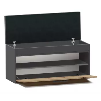 Gesloten schoenenkast Top e Shop PARMA — antraciet en eiken, spaanplaat, 1000×490×350 mm