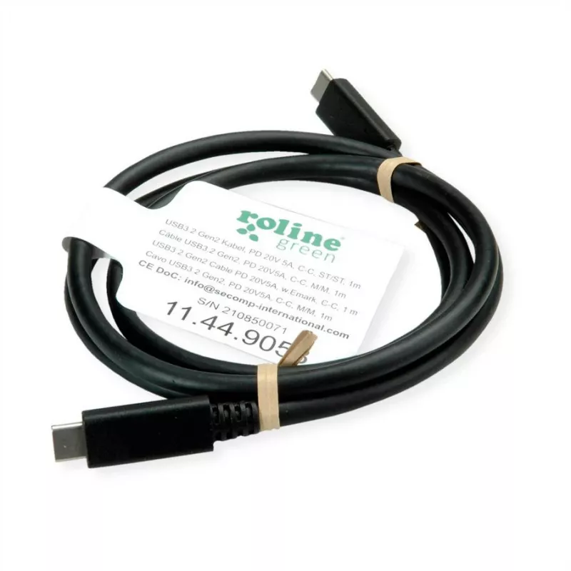 ROLINE USB3.2Gen2 kabel PD 20V5A Type-C-C ST/ST 0,5 m - kabel - Digitaal/Data - 0,5 m (11.99.9057)