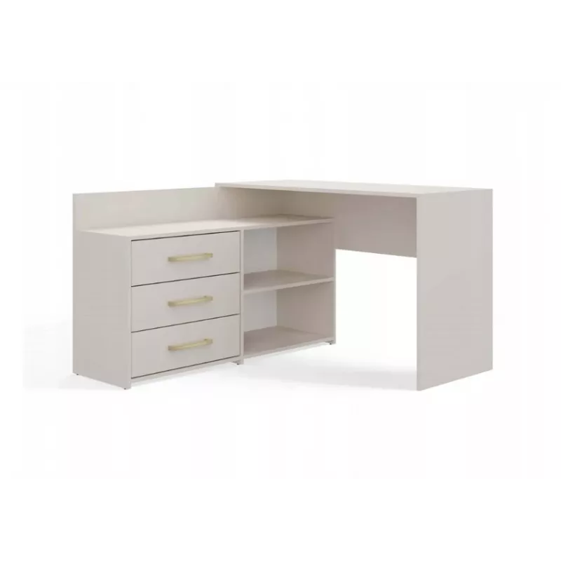 Hoekbureaublad e shop DANY Kaszmir beige — hoekwerkplek, compacte indeling