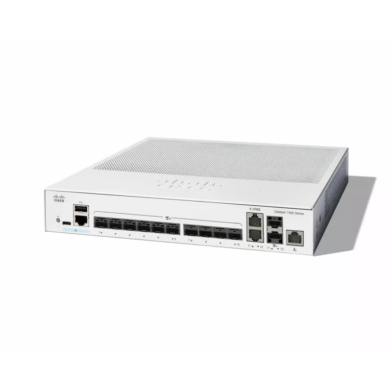 Netwerkswitch Cisco Catalyst C1300-12XS Managed L2/L3, 12 x 10Gb SFP+, 240 Gbit/s, 16k MAC, rackmontage, grijs