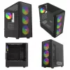 PC-behuizing SAVIO Noctis Flow RGB — Cube, ATX/Mini-ITX, 3x 120 mm frontventilatoren, zijvenster van gehard glas, max. GPU 35 cm