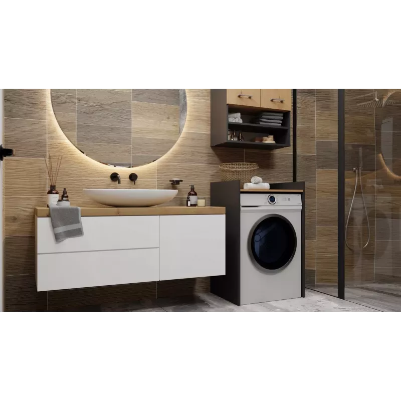 Top e Shop POLA wasruimtekast voor wasmachine – antraciet / artisan eiken