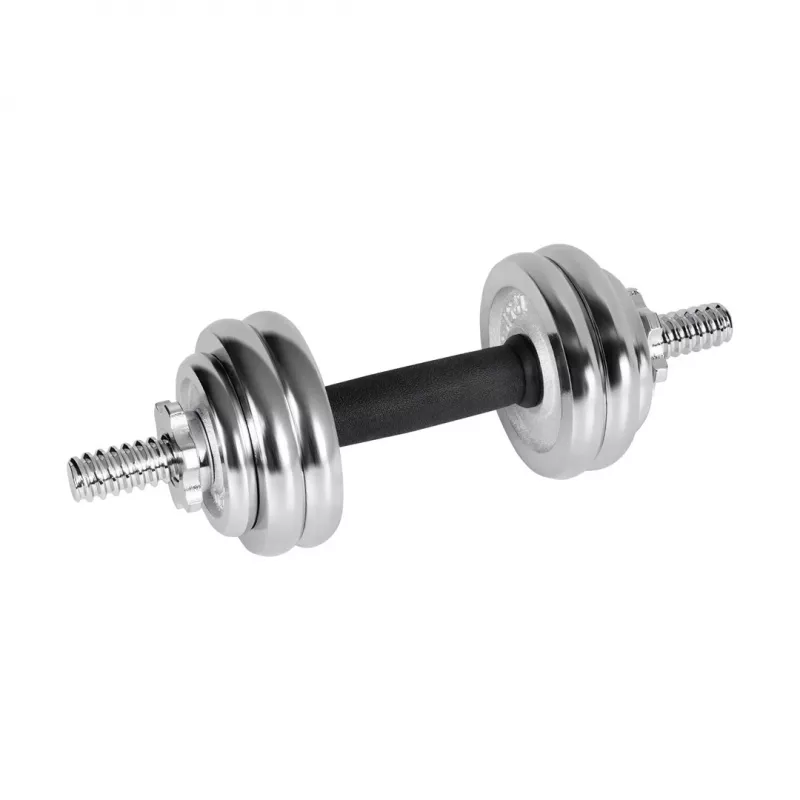 REBEL ACTIVE Chrome verstelbare dumbbells in koffer 15 kg met halterstang