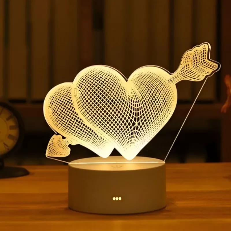 Nachtlamp Extralink HOME 3D optische illusie 'Pierced Hearts' USB nachtlamp