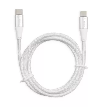 USB-C-naar-USB-C-kabel IBOX IKUTC2W 2 m, USB 2.0, 3 A, wit, textielvlechtwerk
