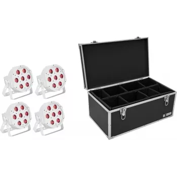 LED-vloerspot EUROLITE SLS-7 HCL wit 4x – podium-/instelbare witte schijnwerpers, 4 LED's