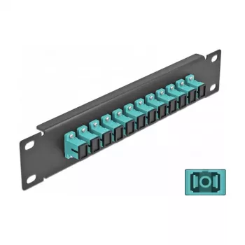 Glasvezel patchpaneel DeLOCK 10 inch 12 poorten SC simplex aqua 1U zwart