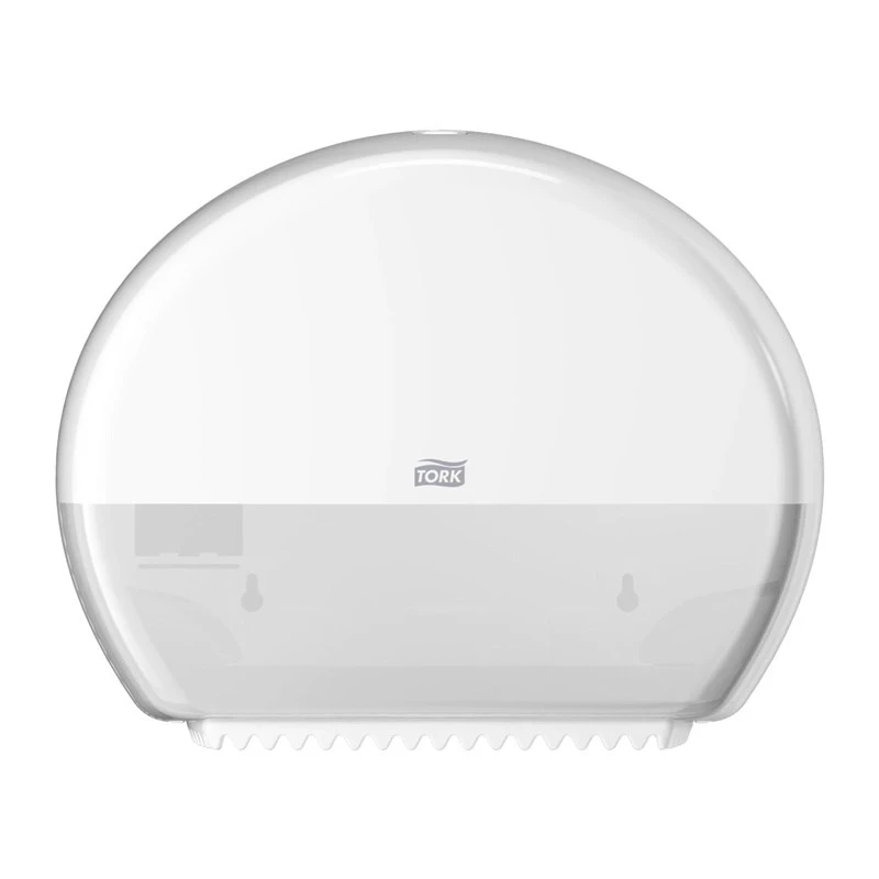 Papieren handdoekdispenser Tork Mini Jumbo Roll 132×345×275 mm, wit, MPN 555000