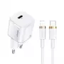 USAMS T36 mini USB-C netvoeding, 20 W, PD 3.0, met 1 m USB-C-naar-Lightning-kabel