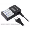 Accuoplader everActive NC450B — 4-cellen AAA-oplader, 110/230V AC, zwart