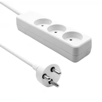 Stopcontactenblok ProXtend K3-K06W 3-voudig, 6 m kabel, wit — ProXtend stopcontactenblok met drie stopcontacten