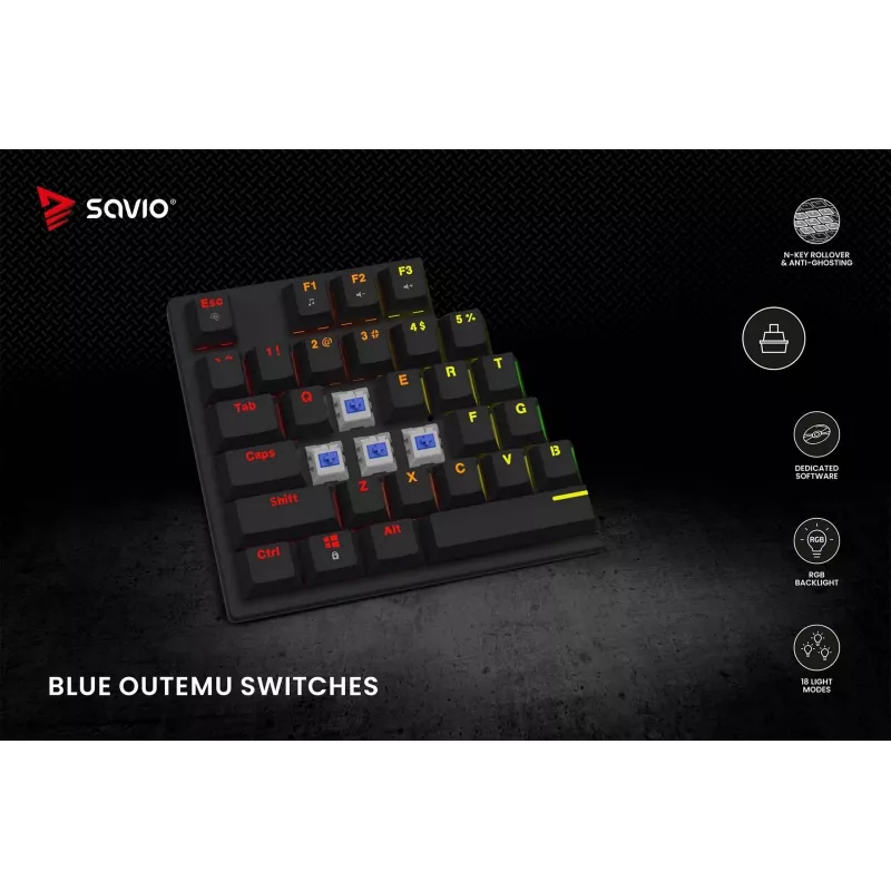 Mechanisch toetsenbord RGB Tempest X2 Outemu Blue Savio Savgk-tempest X2 Bl