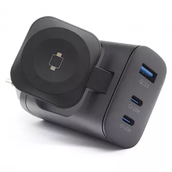 RealPower 450476 mobiele oplader powerbank, smartwatch, tablet zwart AC draadloos opladen snel opladen binnen