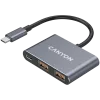 USB-C 3-in-1 hub CANYON DS-3 donkergrijs – USB-C naar USB-A + HDMI + PD-doorschakeling