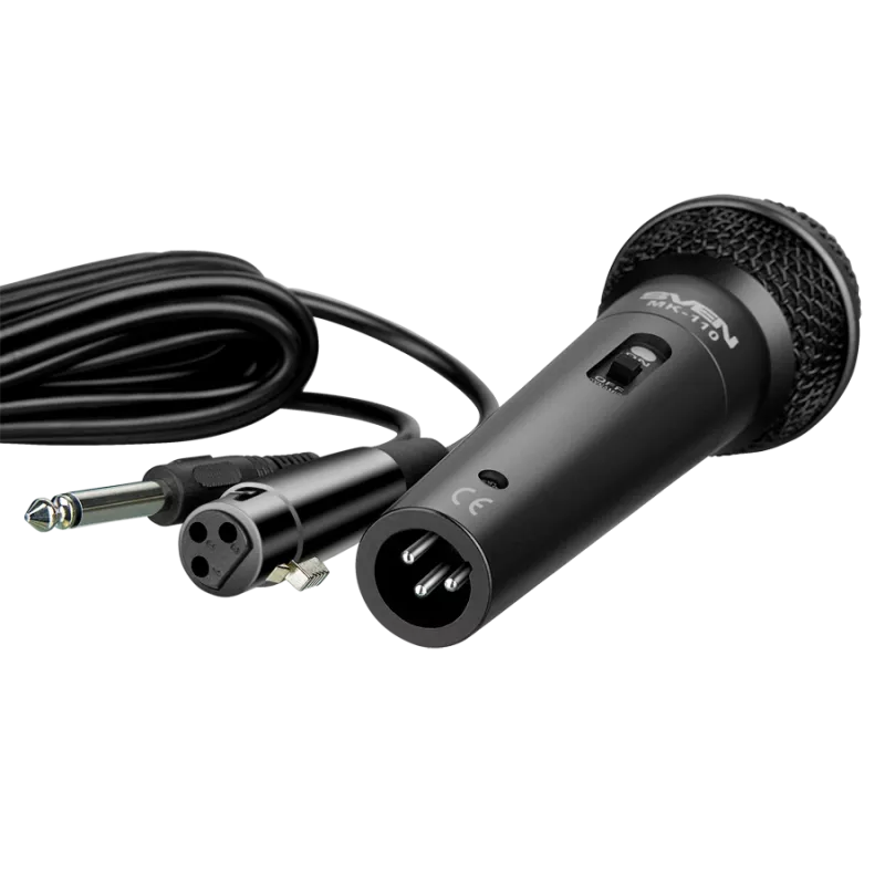 Microfoon SVEN MK-110 (bekabeld, dynamisch, metaal, kabel 4,0 m, 6,3 / 3,5 mm jack, zwart)